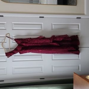 Lulus Forever Be Burgundy Floral Jacquard Ruffled Maxi Dress